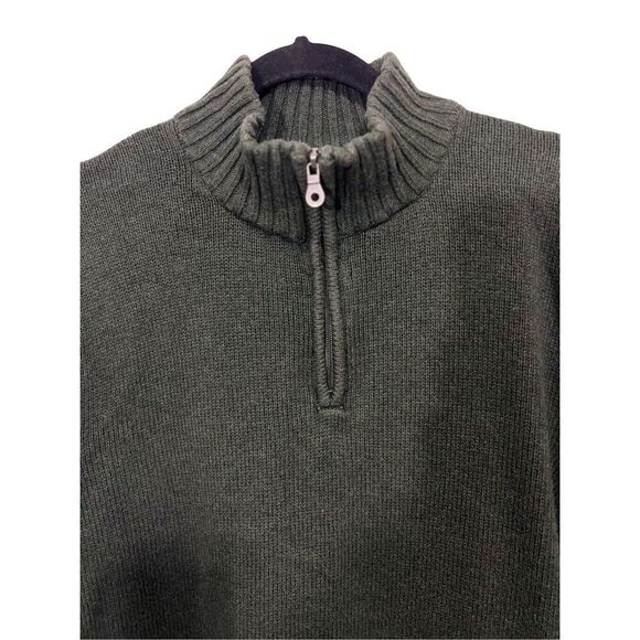 Croft & Barrow Knit Sweater Mens Size XXL Green 1/4 Zip Mock Neck Long Sleeve - Picture 5 of 8